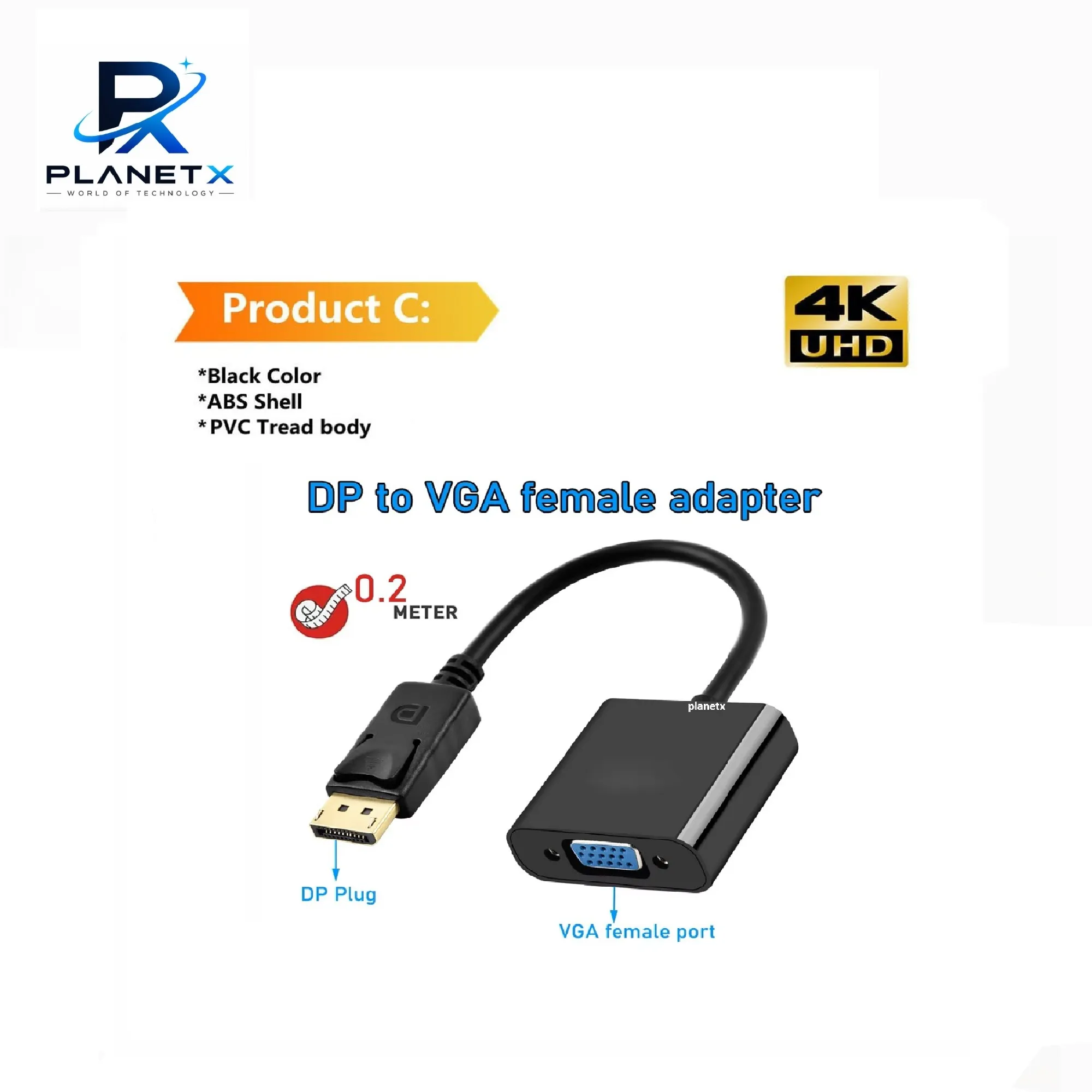 DisplayPort to VGA Converter Cable DisplayPort DP Male to VGA Female Adapter 