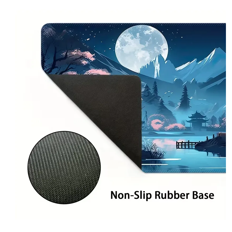 Japanese Large Size Ancient Style Pattern Mouse Pad, Non-Slip, Stain-Resistant, Washable, Overlocked Edges, Office Desk Accessory, Great hover