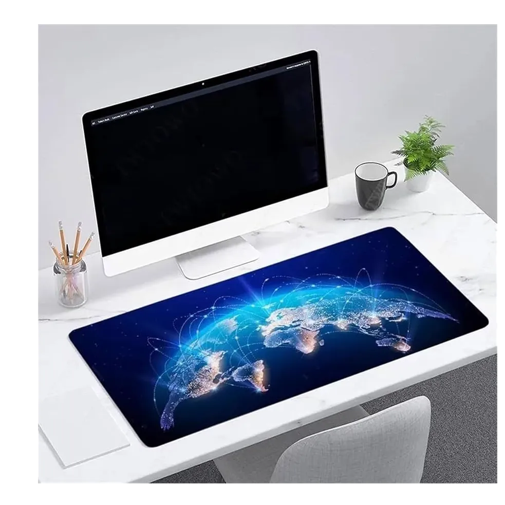 Large Gaming Mouse Pad Thick Non Slip Rubber Base Mouse pad Mice Smooth Cloth Mouse Pads world-27x11inh