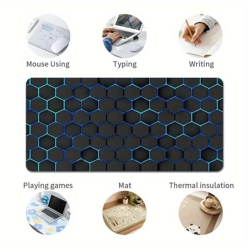 Blue Hexagon Honeycomb Extended Mouse Pad – 900x400mm (2mm) hover