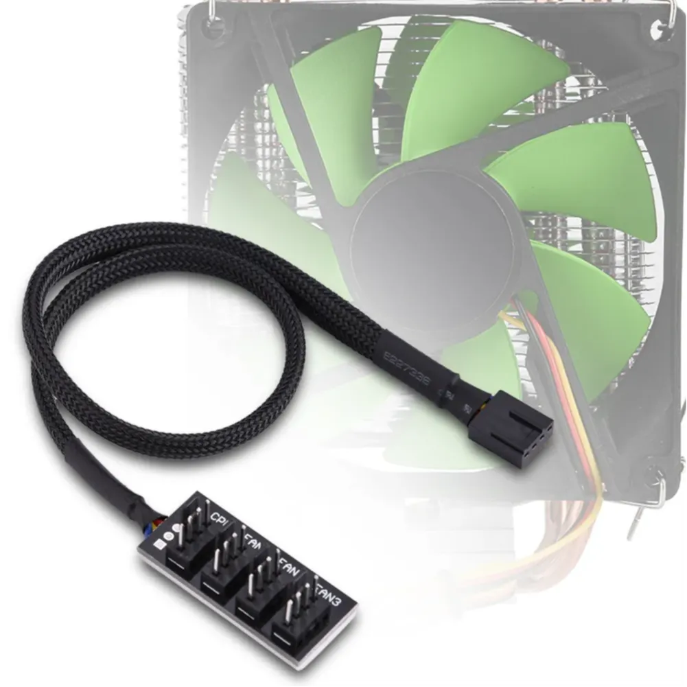 Fan Hub Splitter Extension Cable, 1 to 5 Way Power Supply Cable PWM PC Motherboard Case Fan Power Adapter Extension Cord Hub for Desktop Computer Case 4-Pin