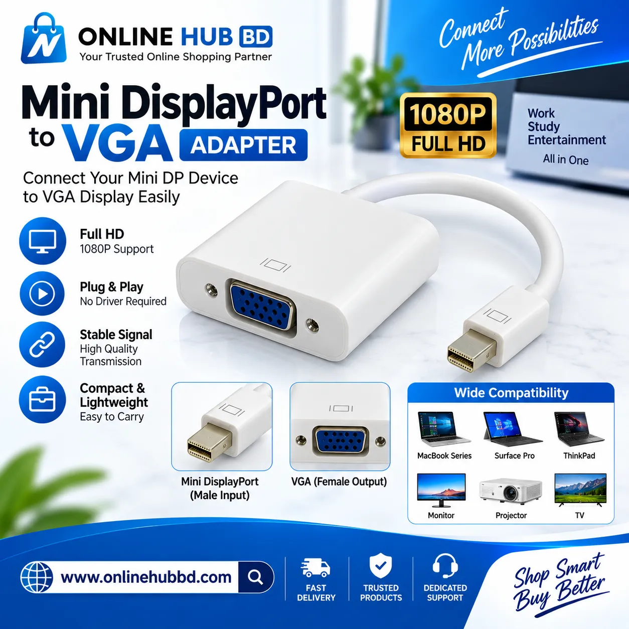 Mini DisplayPort to VGA Adapter 