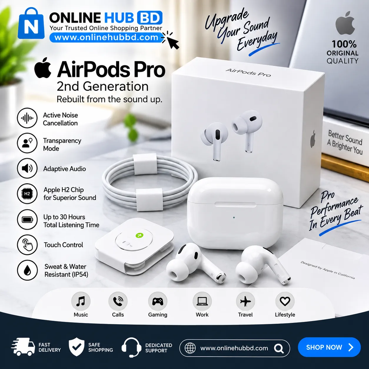 AirPods Pro 2nd Generation TWS Earbuds – Wireless Bluetooth Earphones with Charging Case